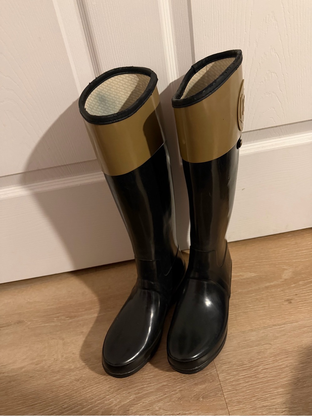 Tall Black and Olive Women's Rain Boots - Sleek Waterproof Style
